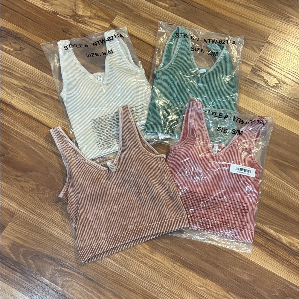New Padded Stetchy Ribbed Stylish Women's Crop Tops Sand Beige S/M